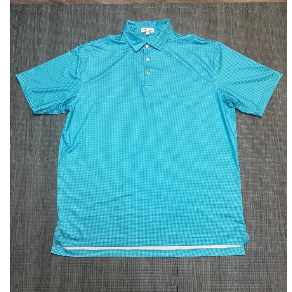 Peter Millar Summer Comfort Mens XL Turquoise Golf Polo Shirt Short‎ Sleeve